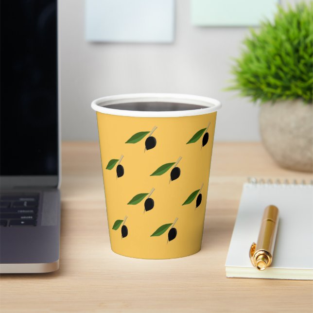 Olive-themed paper cup (Insitu)