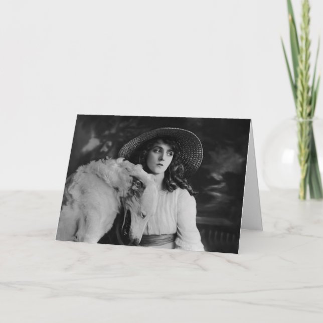 Olive Thomas With Laughing Dog. Card (Front)