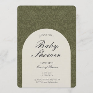 Olive Traditional Floral Arts and Crafts Shower Invitation