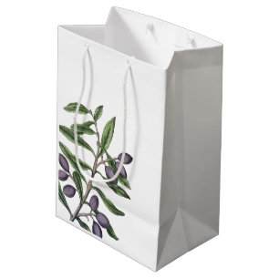 Olive Tree Branch   Green Purple Medium Gift Bag