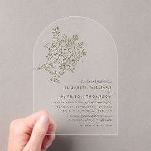 Olive Tree Branch, Rustic & Minimalistic Wedding Acrylic Invitations