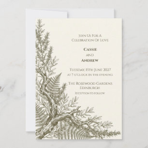 Olive Tree Fern Botanical Wedding Invitation