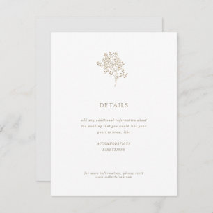 Olive Tree Minimalist Wedding Details Gold Enclosure Card
