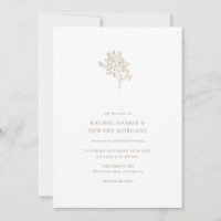 Olive Tree Minimalist Wedding Invitation | Gold