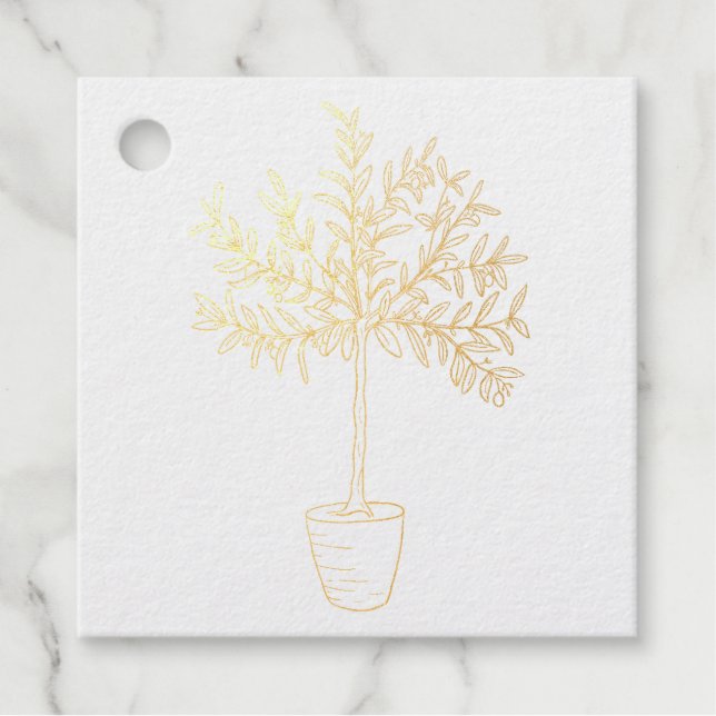 Olive tree rubber stamp favour tags (Front)
