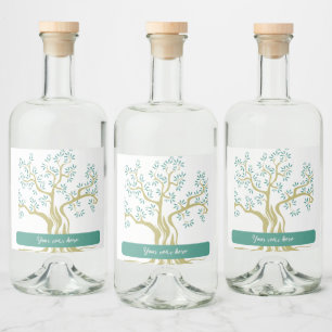 Olive Tree Sketch Personalised Liquor Bottle Label