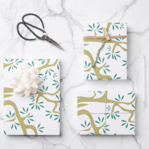 Olive Tree Sketch Wrapping Paper Sheets Rustic