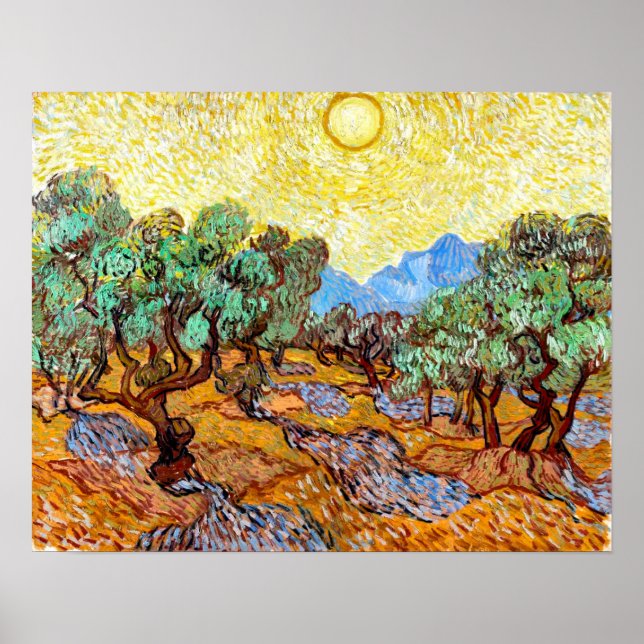 Olive Trees (1889) Vincent Van Gogh Landscape Art Poster (Front)