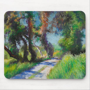 Olive Trees by the Sea – Mediterranean Pastel Mouse Pad