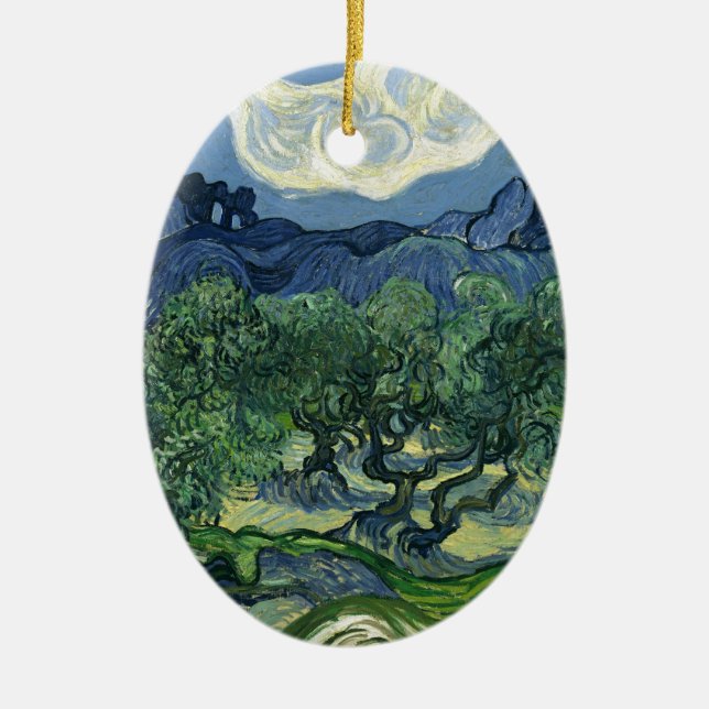 Olive Trees by Van Gogh Ceramic Tree Decoration (Front)