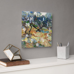 Olive Trees by Vincent Van Gogh   Square Wall Clock
