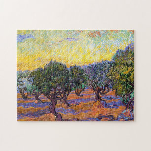 Olive Trees, Orange Sky Van Gogh Vincent Jigsaw Puzzle
