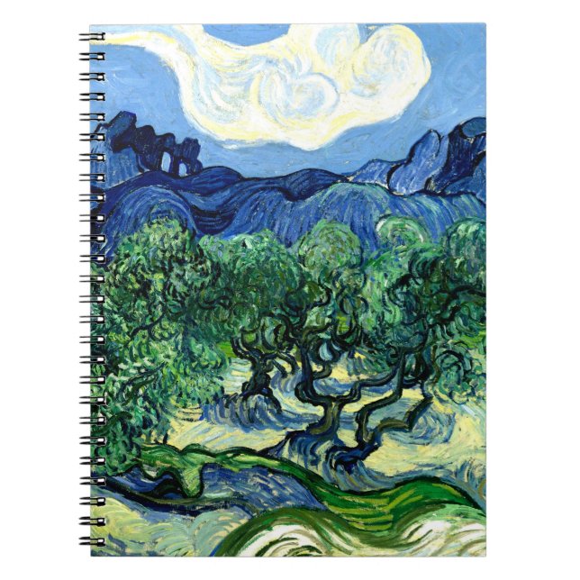 Olive Trees with Alpilles (1889) Van Gogh spiral Notebook (Front)