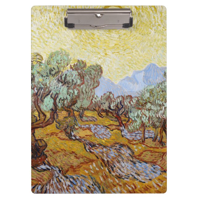 Olive Trees with yellow sky and sun   Clipboard (Front)