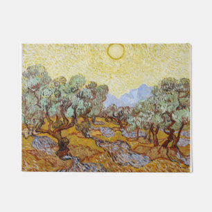 Olive Trees with yellow sky and sun Doormat