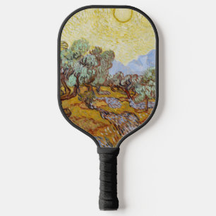 Olive Trees with yellow sky and sun Pickleball Paddle