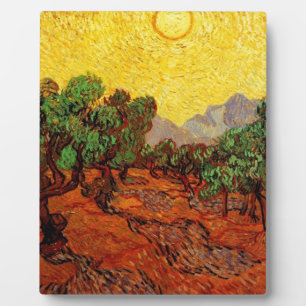Olive Trees with Yellow Sky and Sun Plaque