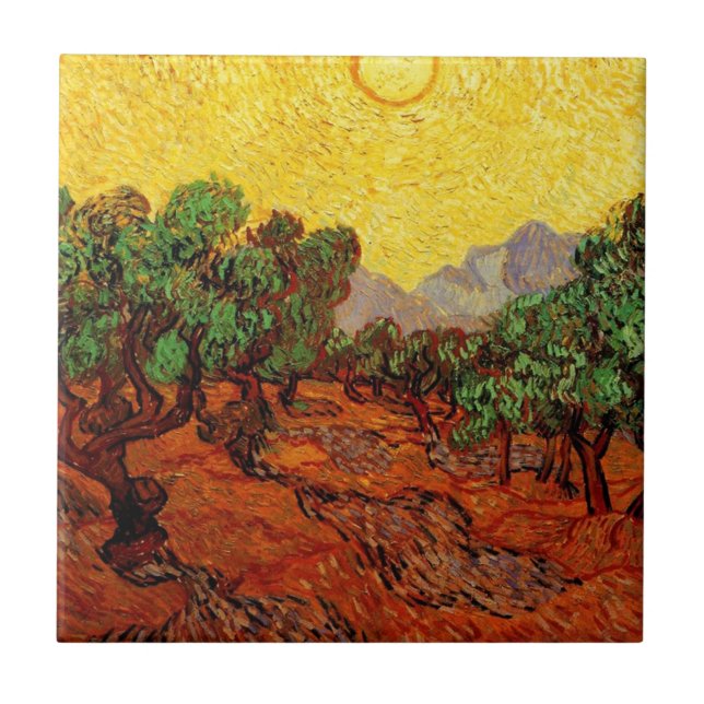 Olive Trees with Yellow Sky and Sun Tile (Front)