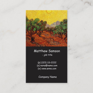 Olive Trees with Yellow Sky and Sun, van Gogh Business Card