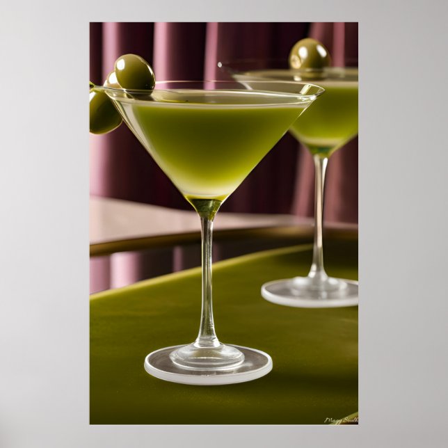 Olive Velvet: Classic Martini Still Life Poster (Front)