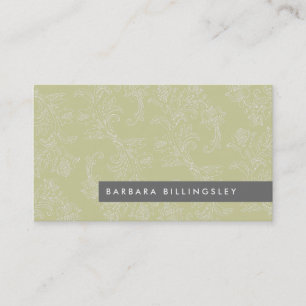 Olive Vintage Floral Pattern Business Card Design