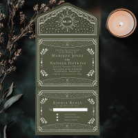 Olive Vintage Tarot Card Gothic Wedding Invite