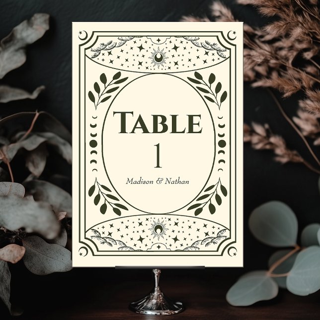 Olive Vintage Tarot Gothic Wedding Table Card (Creator Uploaded)