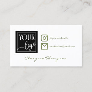 Olive Watercolor Logo & Photo Social Media Business Card