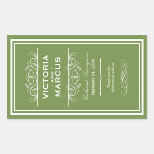 Olive Wedding Wine Bottle Monogram Favour Labels