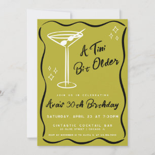 Olive Whimsical Tini Bit Older Martini Birthday Invitation