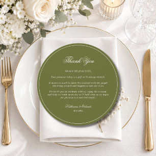 Olive Whimsy Formal Round Wedding Guest Place Programme