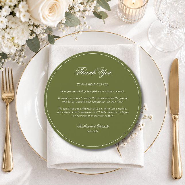 Olive Whimsy Formal Round Wedding Guest Place  Programme (Creator Uploaded)
