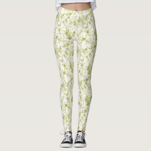 olive-white abstract fashionable modern pattern leggings