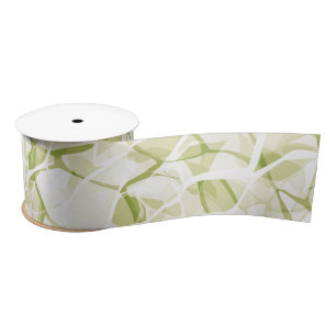 olive-white abstract fashionable modern pattern    satin ribbon