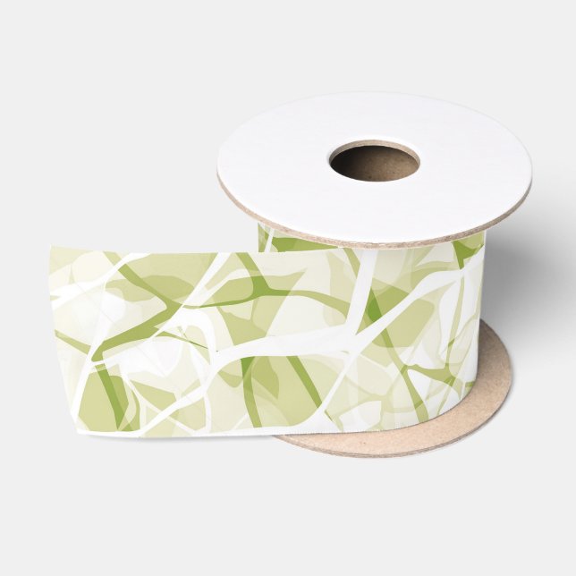 olive-white abstract fashionable modern pattern    satin ribbon (Spool)