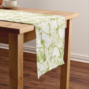 olive-white abstract fashionable modern pattern    short table runner