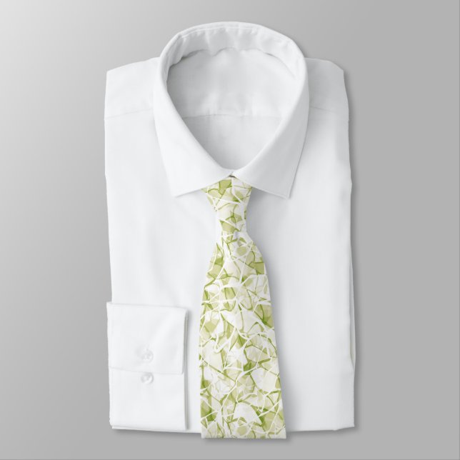 olive-white abstract fashionable modern pattern    tie (Tied)