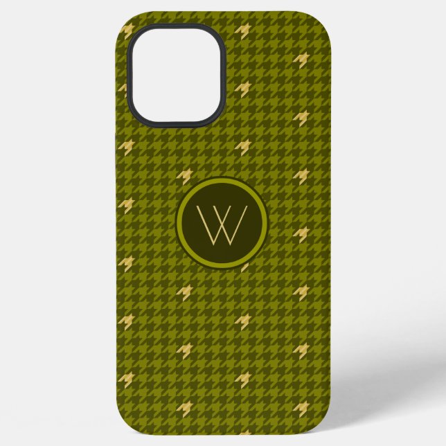 Olive with Gold Accent Houndstooth Case-Mate Case (Back)