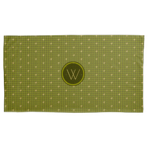 Olive with Gold Accent Houndstooth Pillow Case