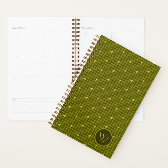 Olive with Gold Accent Houndstooth Planner (Display)