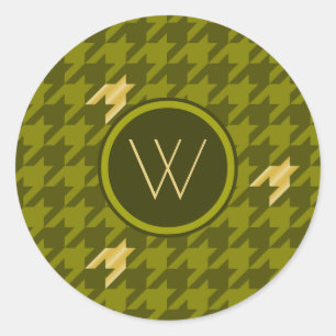 Olive with Gold Accent Houndstooth Sticker