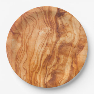 Olive Wood Grain Disposable Paper Plates