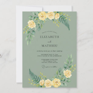 Olive Yellow Peony Wedding Invitation