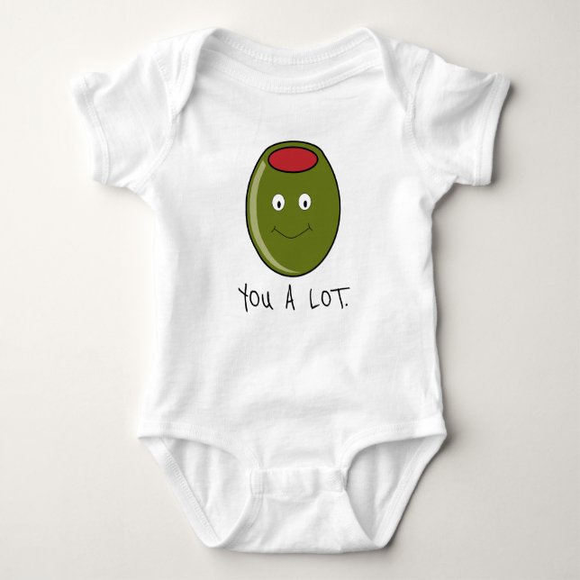 Olive You A Lot One-Piece Baby T-Shirt Bodysuit (Front)