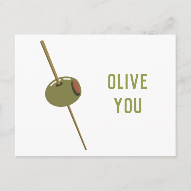 Olive You (I Love You) Funny Romantic Valentine Holiday Postcard (Front)