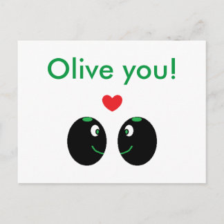"Olive you!" I Love You Valentine's Day Postcard