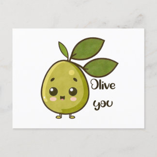 “Olive You” Kawaii Olive Postcard