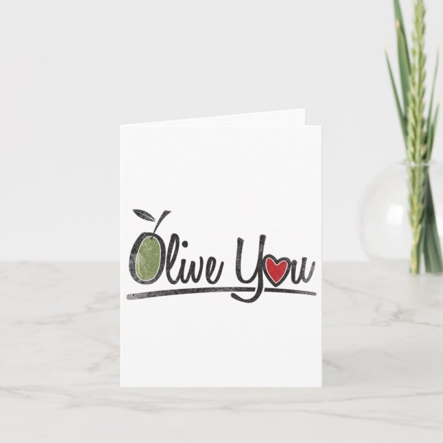 Olive You - Love Pun  Card (Front)