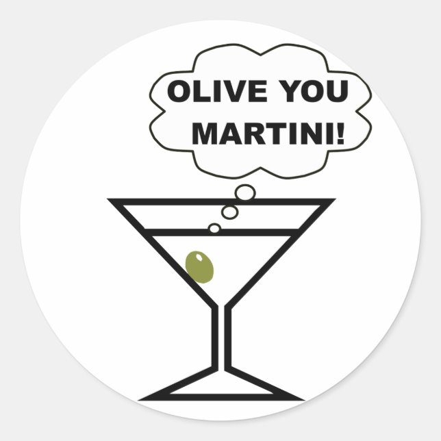 Olive You Martini Classic Round Sticker (Front)