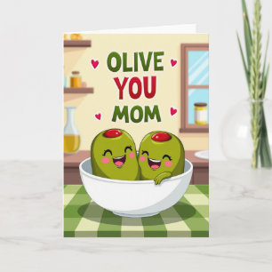 Olive You Mum Illustration Card